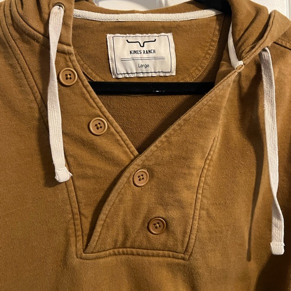 #3128. Kimes Ranch Brown Woman's Hoodie w/Button Detail & Kangaroo Pocket.  Lge - Picture 4 of 10